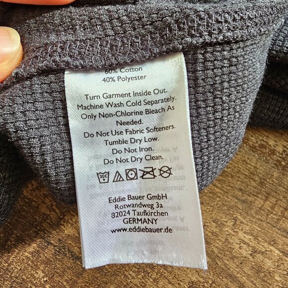 Eddie Bauer Men’s Favorite Ultrasoft Thermal Henley Longsleeve, TM, Charcoal Htr - Picture 9 of 10